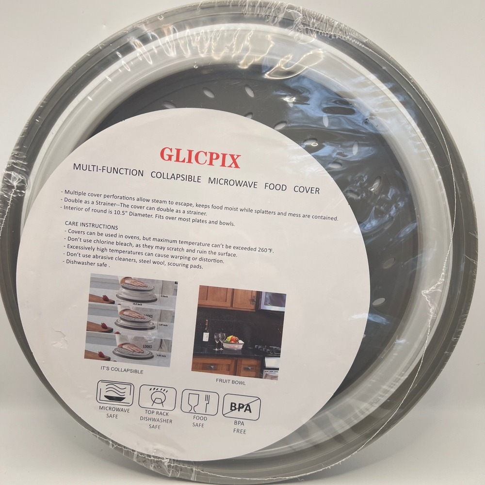 GlicPix Multifunction Collapsible Microwave Food Cover 10.5" New In Package